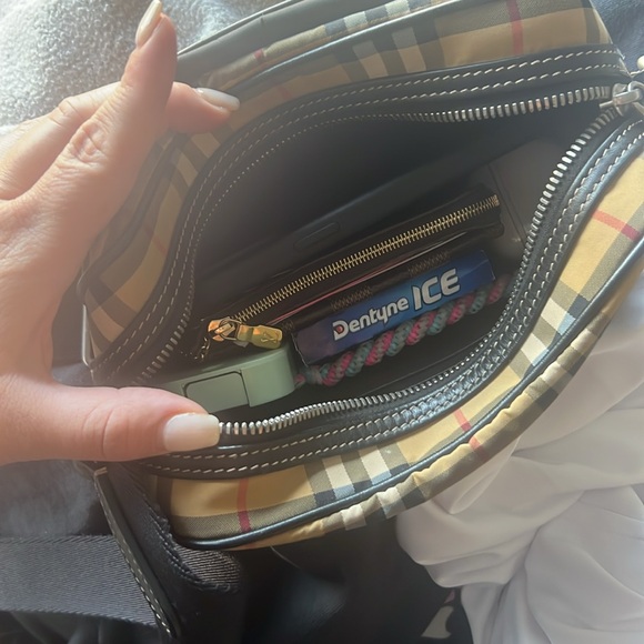 Burberry Front Pocket Crossbody Bag Checkered Canvas - Picture 8 of 11